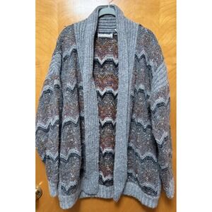 VTG Bramble Lane Women Wool Blend Cardigan Sweater Chevron Longline Sz M
